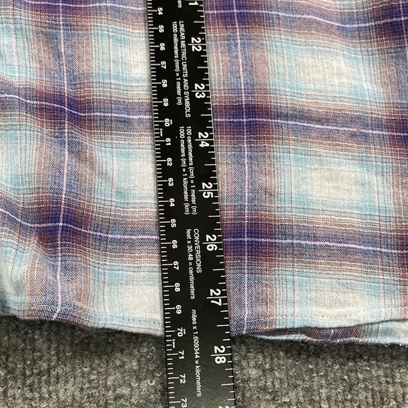 Free People Shirt Womens 0 Blue Purple Plaid Button Down 100% Cotton Lightweight - Picture 8 of 12